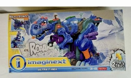 Two(2) Fisher Price Imaginext Ultra T-rex Blue Ice Dinosaur