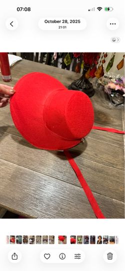 Red Felt Top Hat with Chin Strap