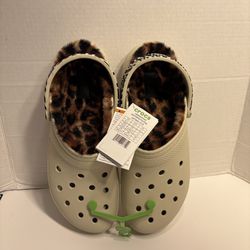 Crocs Classic Bone Lined Animal Remix Clog 207842-2Y9 Size M11 New With Tags