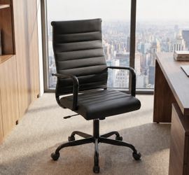Brand New Black Executive Office Chair – Leather Swivel Desk Chair with Wheels