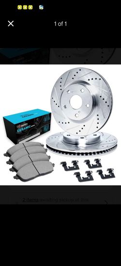 Drilled Slotted Brake Rotors and Ceramic Pads Kit