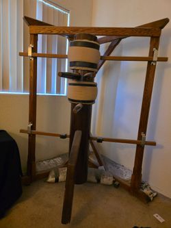 Wooden Wing Chun Dummy / Martial Arts Training Dummy with Wall Frame