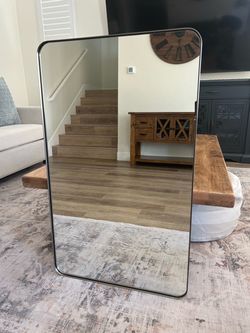 Andy Star Large Rectangular Wall Mirror Black Metal Frame