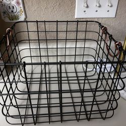 Wire Basket With Copper Handles 