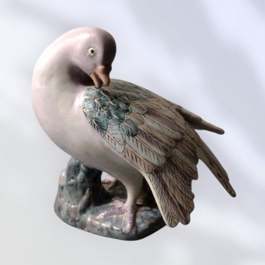 1950s Vintage Ceramic Porcelain Pair Of Dove Pigeon Bird Pastel 6" Toyo