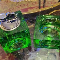 Vintage Crystal Ligther Holder & ashtray 