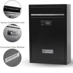 Wall Locking Mailbox, Outdoor Mailboxes with Combination Lock, Key Safe Box, 12.4"H x 8.54"L x 3.35"