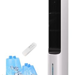 Windowless Portable Air Conditioner, 41" Evaporative Air Cooler, Cooling Fans That Blow Cold Air, Remote, 24H Timer, 4 Ice Packs, Dual Water Tank, Tow