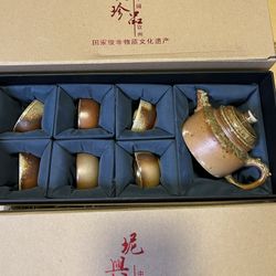 Chinese Handmade Qinzhou Nixing Clay Teapot Set 