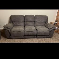 Gray Microfiber Reclining Couch