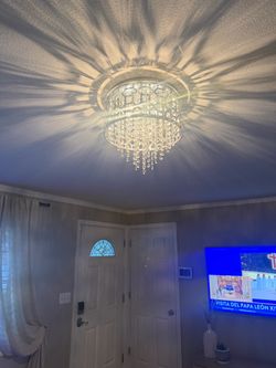 Modern Crystal Flush Mount Ceiling Light – Silver/Chrome
