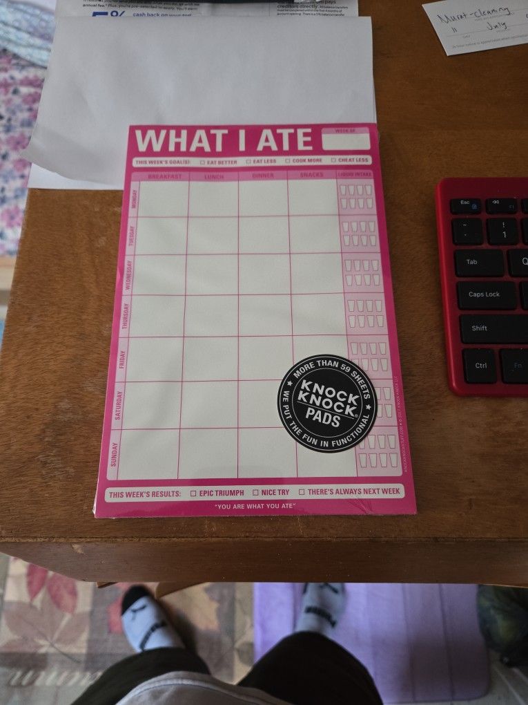 KNOCK KNOCK PADS What I Ate Note Pad 60 Sheets 7 days Calorie Magnetic Pink