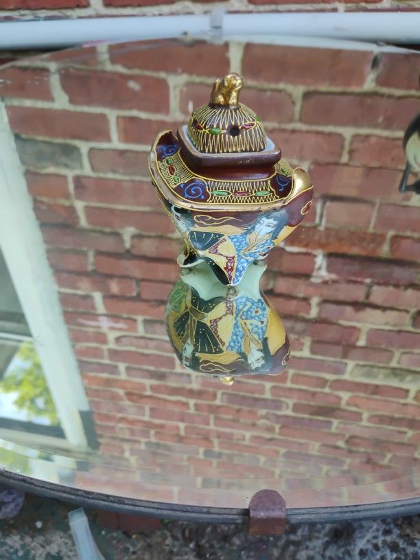 Vessel Jar Incense Burner w/ Foo Dog Lid