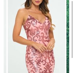 Baby  P ink Sequin Mini Dress