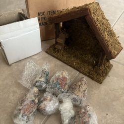 Vintage Nativity Set Porcelain Hand Painted Figures