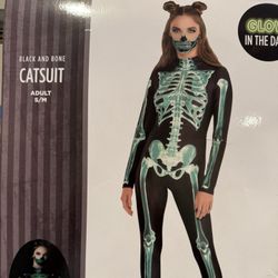 NEW BLACK & BONE CATSUIT GLOW IN THE DARK
