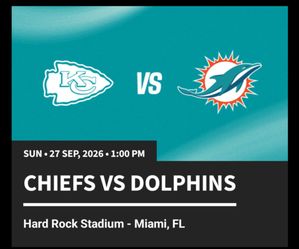 Miami dolphins vs CHIEFS + parking pass
