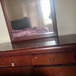 Cherry Wood, Six Dresser, Including Mirror