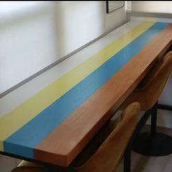 Custom Colorful Counter Height Bar Table – 94.5” Industrial Metal Legs