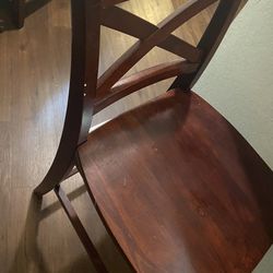 Tall kitchen Table With 2 Chairs. Dark Wood.