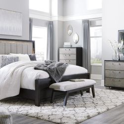 Maretto Brown-Silver LED Panel Bedroom Set

