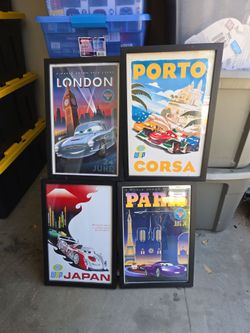 Disney Pixar Cars 2 Framed Poster Set of 4