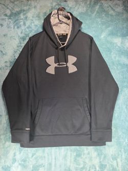 Under Armour Storm Hoodie Mens XL Gray Big Logo Loose Fit Fleece Pullover