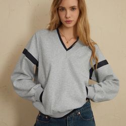 Commense Contrast Trim Oversized Sweatshirt