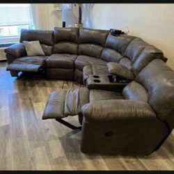 Tambo Dark Gray Power Or Manual Reclining Sectional Couch 🌟🌟🌟 Color Options👉Living Room 👍 Brand New 💯 Delivery Available 🚚 In Stock ✅