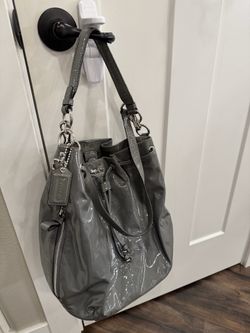 Coach Gray Patent Leather Satchel Purse Handbag