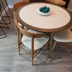 MID CENTURY DANISH MODERN 1964 SKANDIA DINING TABLE CHAIRS WITH LEAF
