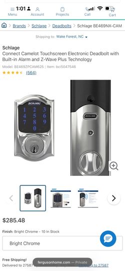 Schlage Connect Camelot Touchscreen Electronic Deadbolt with Built-in Alarm and Z-Wave Plus Technolo