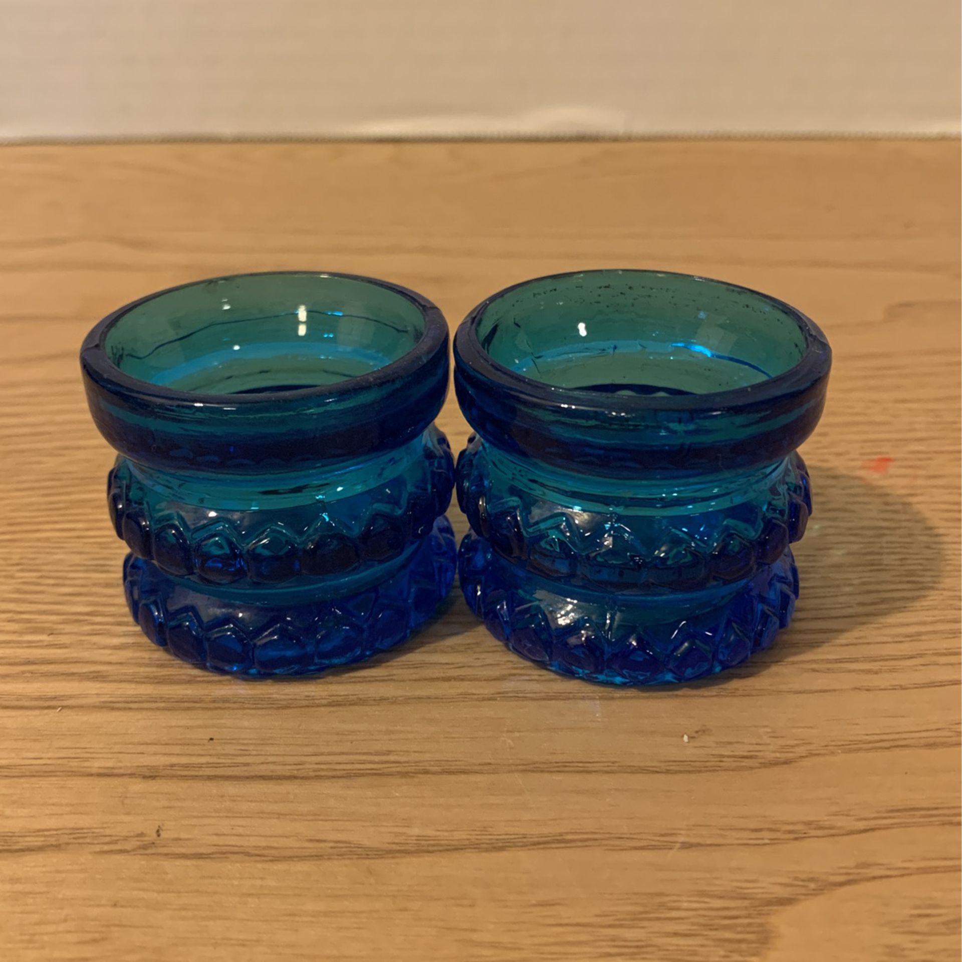  Pair of Vintage Cobalt blue glass 1 1/2” x 1-3/4” A21