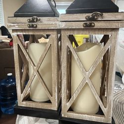 Set Of 2 Flameless Candles With Holders And Remote 