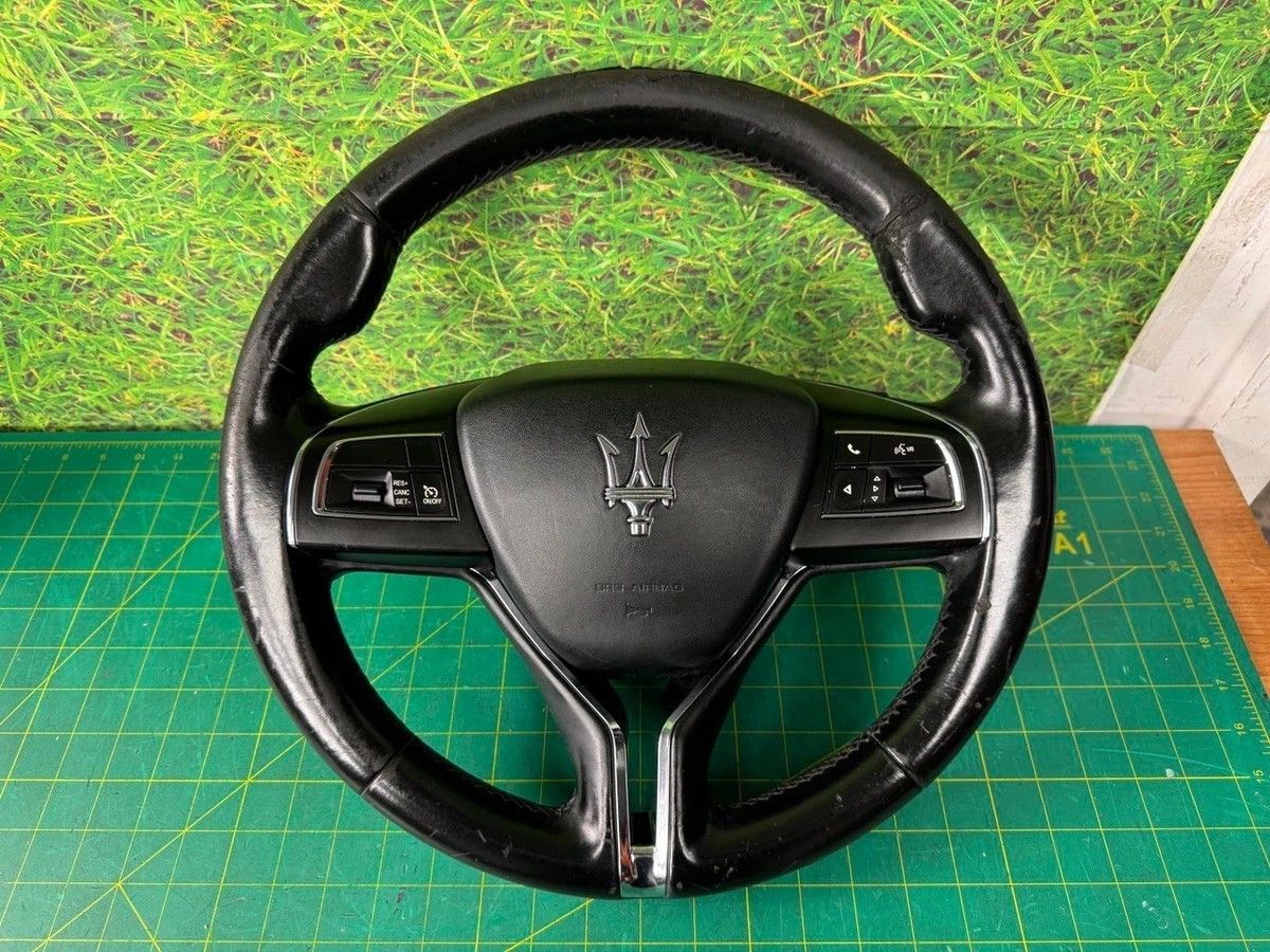14-17 Maserati Ghibli Steering Wheel Black w/ Control Switch OEM