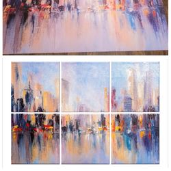 72"x48" Decorative Abstract City Art Acoustic wall panels 6 pack 