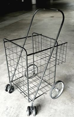 Very Handy Supermarket Shopping Grocery Laundry All-purpose Large Metal Folding Pushcart 