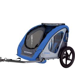 Schwinn Shuttle - Remolque plegable para bicicleta, 2 pasajeros, azul y negro