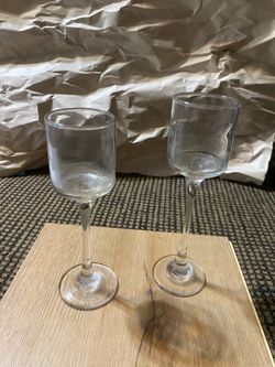 Clear Glass Stemmed Candle Holders