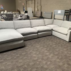 Velvet Grey Cloud Feather Sectional