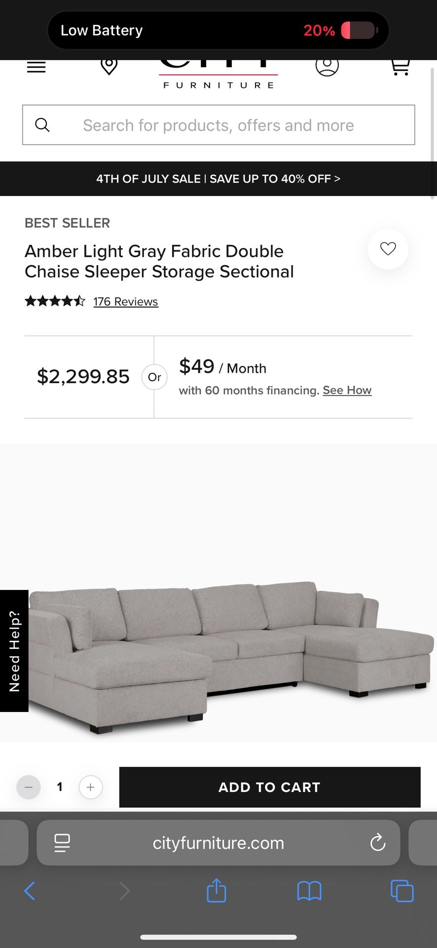 U-Shaped Sectional - Used For 7 Months Warranty Included