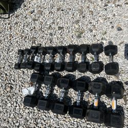 5-40lb Rubber Hex Dumbbell Set 360LBS Total