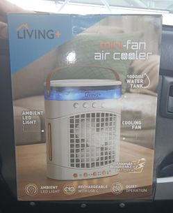 Portable air cooler with light and rechargeable battery