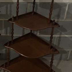Vintage Corner 4-Tier Wooden Shelf