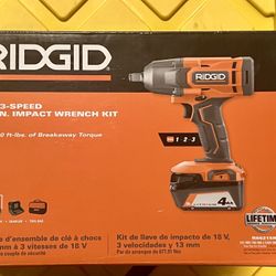 RIDGID 18V 1/2" Impact Wrench Cordless 3 Speed w/ Battery & Charger R86215k