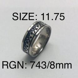 Stainless Steel Ring Band For Men & Women: Size-11.75/RGN-743