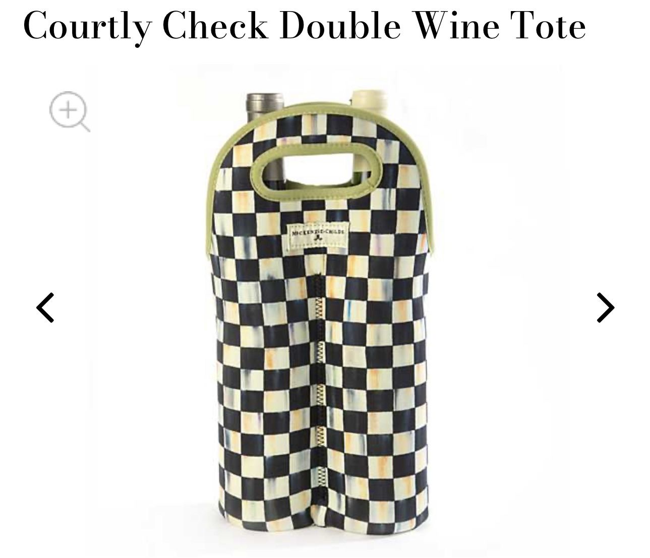 Mackenzie Childs Courtney Check double wine bag