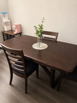 Dark Wood Dining Table with Chairs