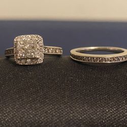 Diamond Engagement Ring and Wedding Band Set