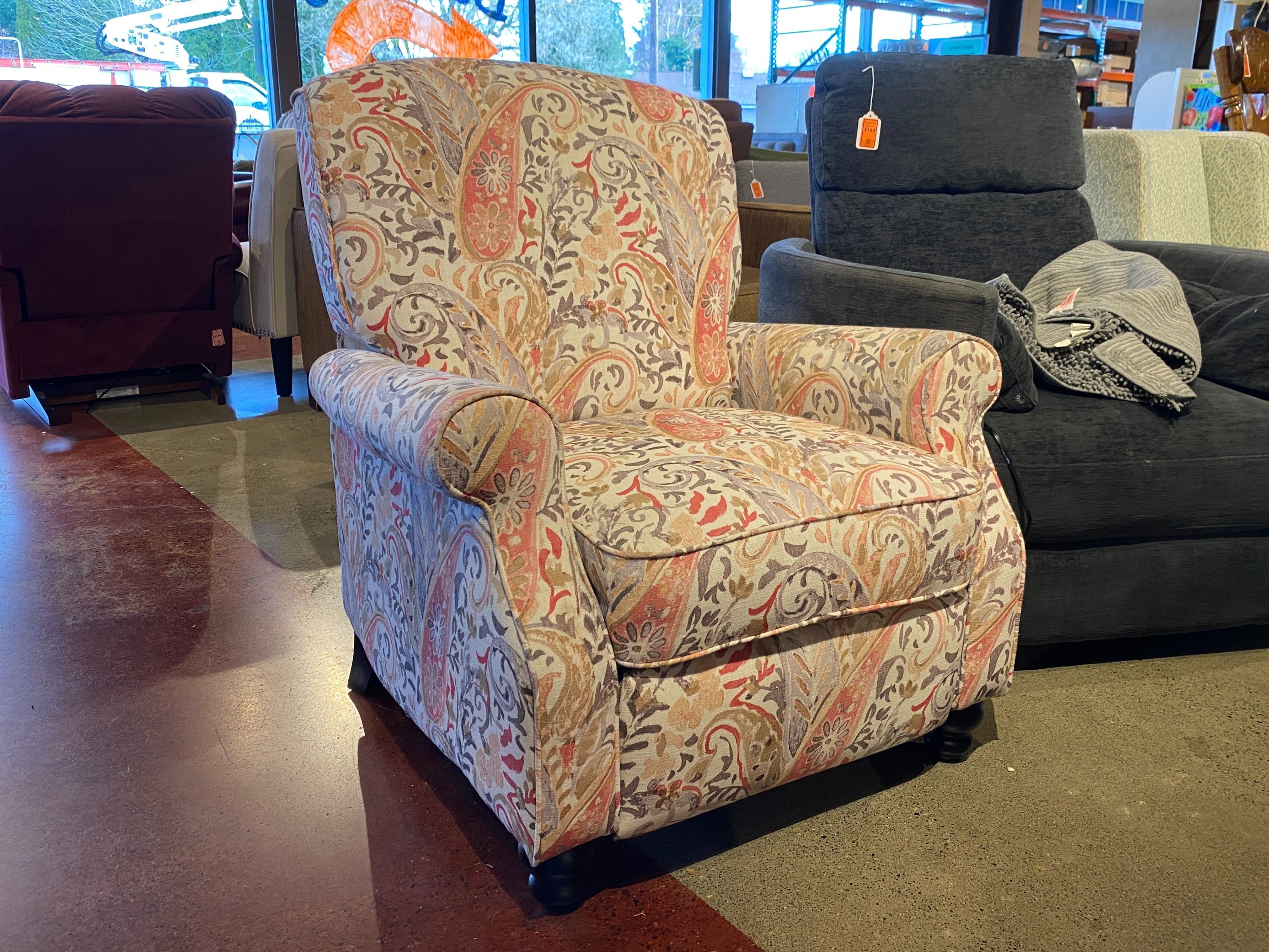 Peachy Patterned Low Key Recliner Armchair